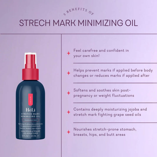 Stretch mark minimizing oil